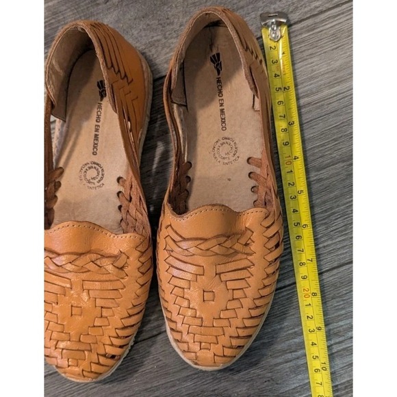 Authentic Mexican Leather Huaraches Women's 8.5 Orange Slip On Made In Mexico - Picture 2 of 8